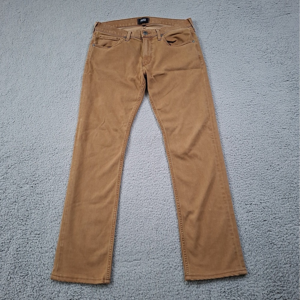 Paige Federal Slim Straight Jeans Mens 32x31 Stretch Denim Vintage Marigold USA
